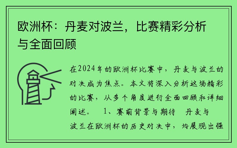 欧洲杯：丹麦对波兰，比赛精彩分析与全面回顾